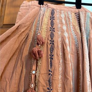 Free People Embroidered Boho Skirt